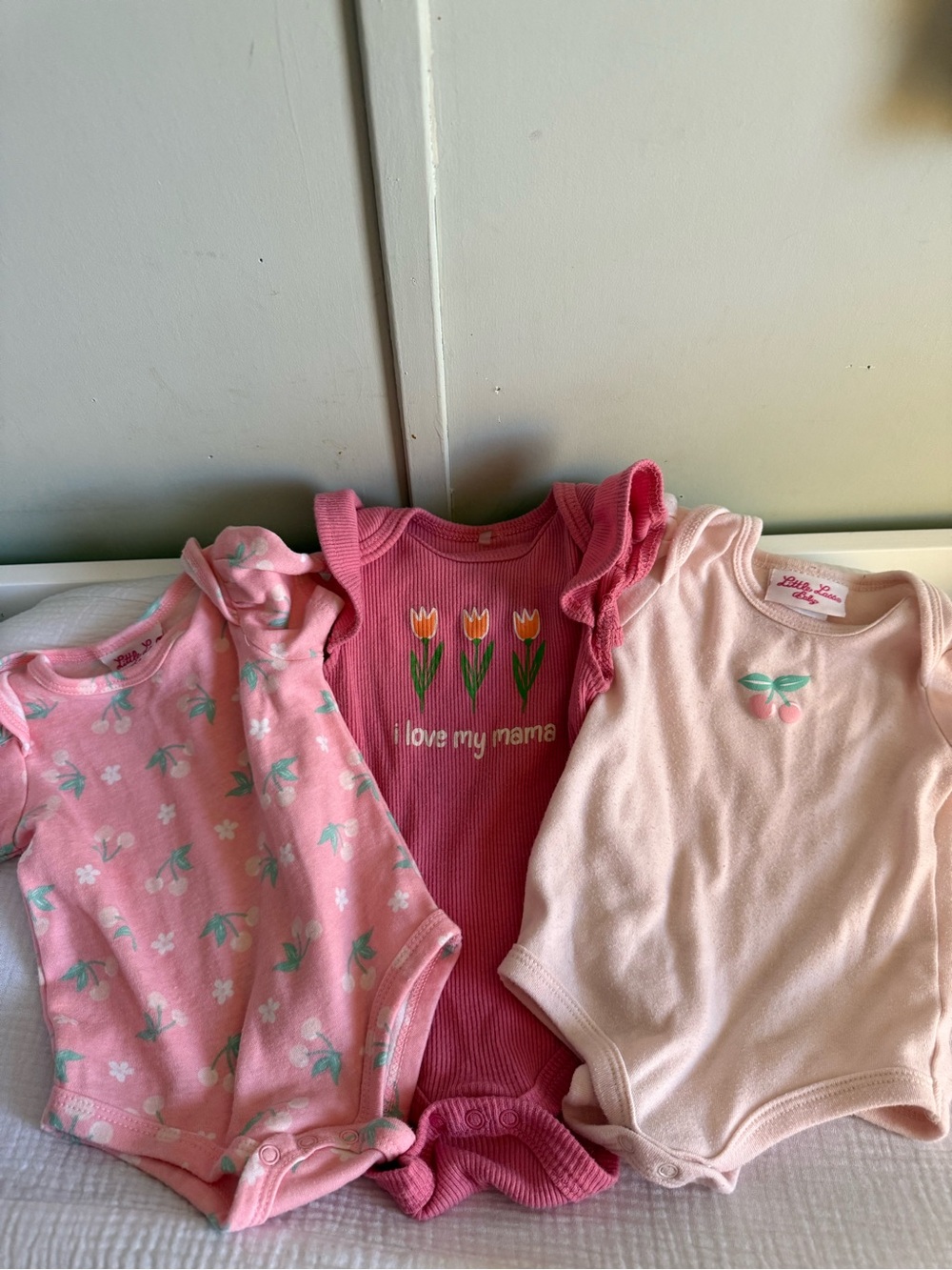 Little Lass Pink & Blush Floral Baby Onesie Set